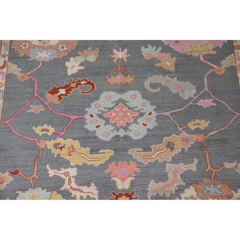 Gray Oushak Area Rug Hand-Knotted Wool Carpet - 8'10"x 11'8"