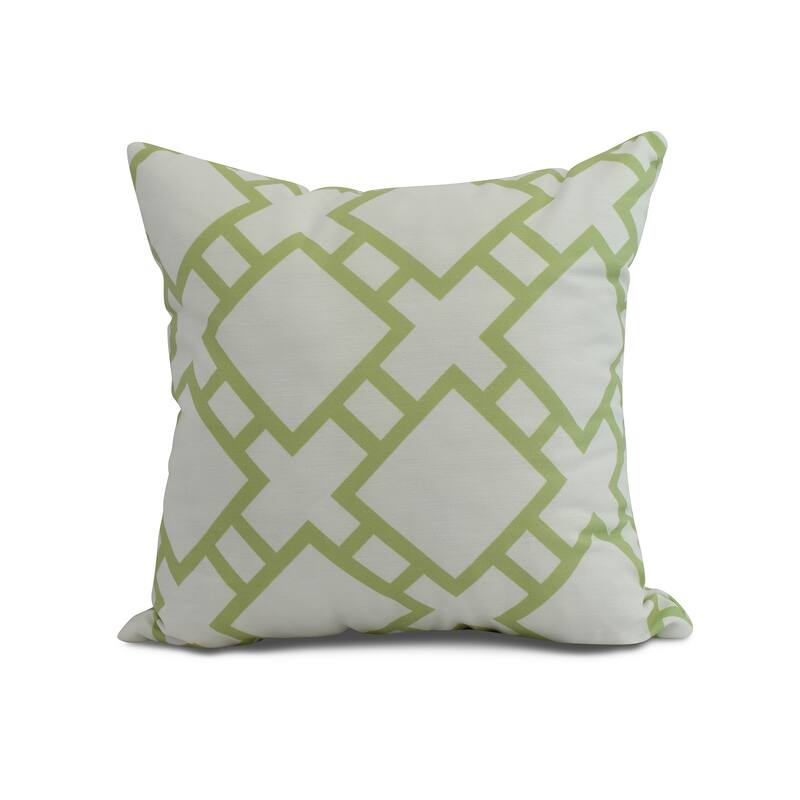 18 x 18 Inch Square in St. Louis Geometric Print Outdoor Pillow - Green