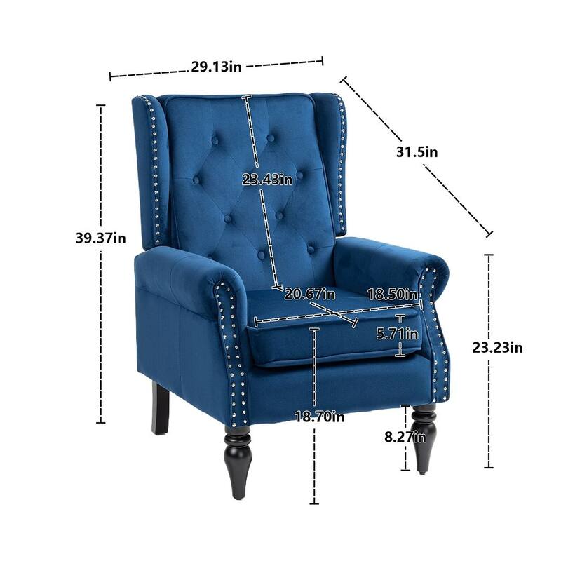 Transitional Wingback Accent Chair Armchair with Sturdy Wood Legs
