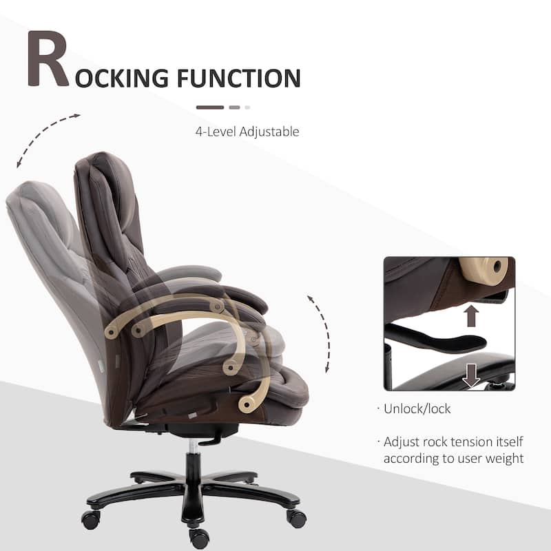 Vinsetto Heavy Duty Office Chair 350lbs Capacity, Mesh & Faux Leather, Rocker Ergonomic, Adjustable Height with Wheels