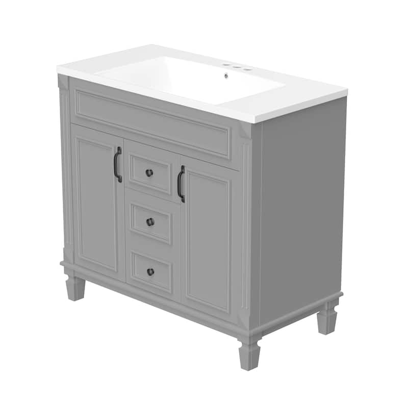 36'' Freestanding Bathroom Vanity with Integrated Ceramic Sink and Drawers