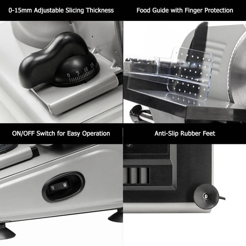 ZOKOP 110V/150W 7.5"Home Semi-automatic Stainless Steel Deli Food Slicer Belt/ Gear Cutter
