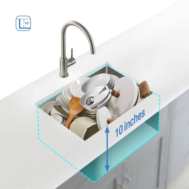 21 Inches Handcrafted Undermount Single Bowl 16 gauge Stainless Steel Kitchen Sink - K1-S21