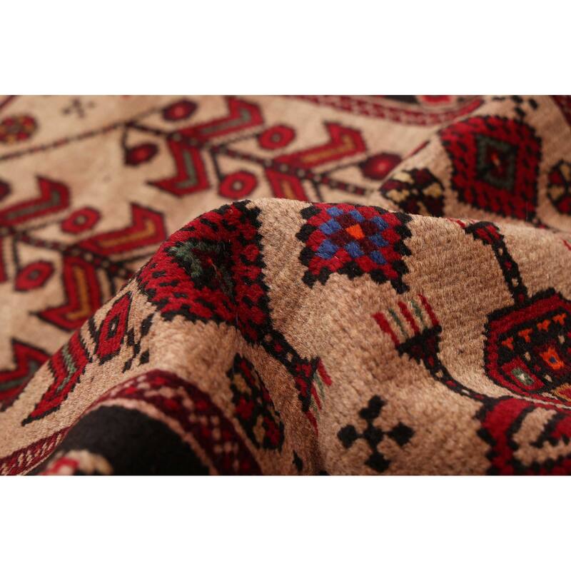 ECARPETGALLERY Hand-knotted Baluch Tan Wool Rug - 3'5 x 5'11
