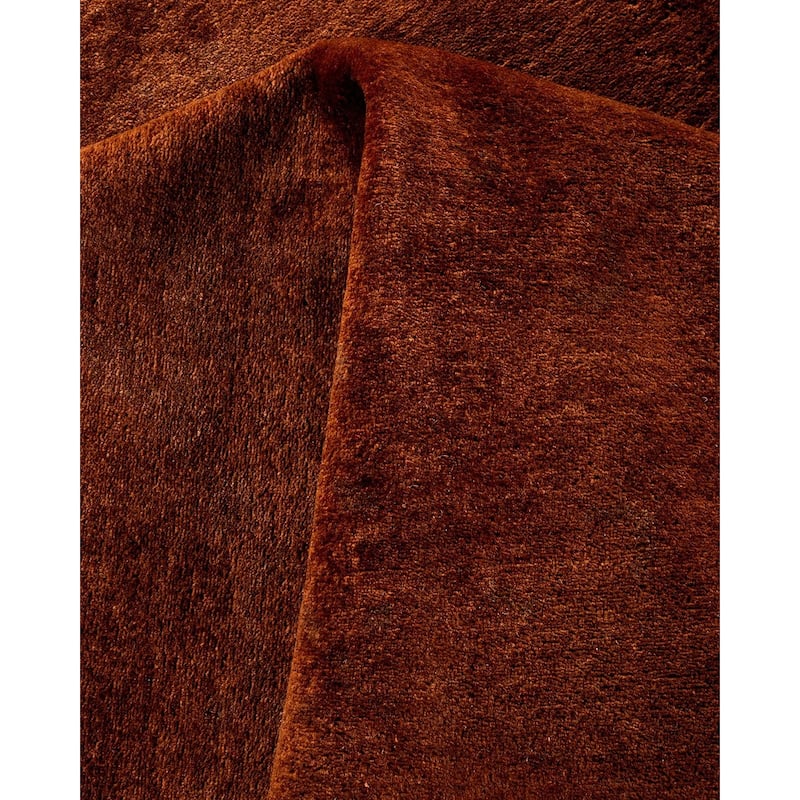 Overton Hand Knotted Wool Vintage Inspired Modern Contemporary Overdyed Brown Area Rug - 9' 3" x 12' 6"