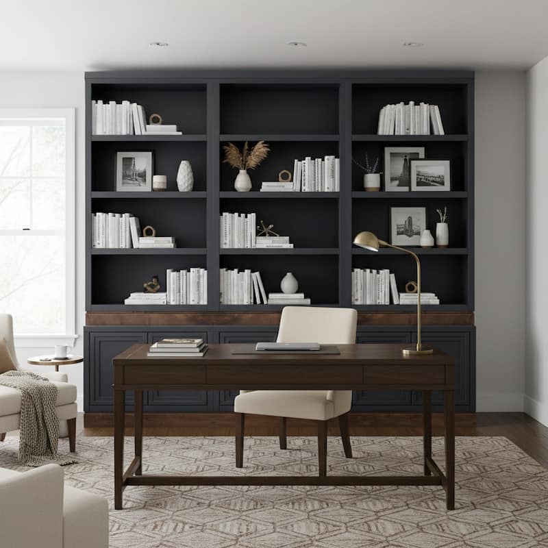 Bridgevine Home Nora Modular 60 inch High Bookshelf, No Assembly Required, Two-Tone Finish