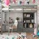 preview thumbnail 2 of 9, Grey Modern Full Size Loft Bed with Built-in Desk, Storage Shelves and Drawers for Bedroom