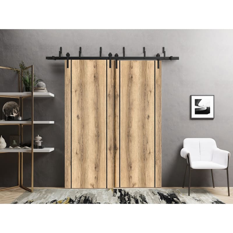 Barn Bypass Doors 36 x 80 Planum 0017 Oak with Sturdy 6.6ft