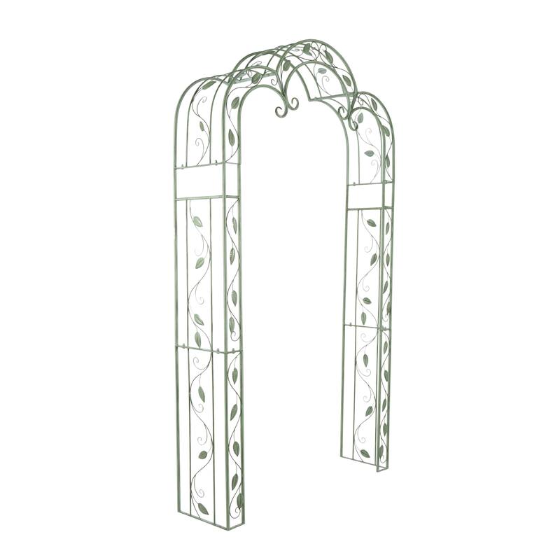 Green Metal Indoor Outdoor Arched Vine Leaf Indoor Outdoor Garden Arbor