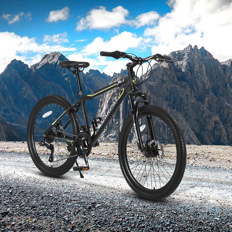 Mountain Bike - Steel Frame, Shimano 21 Speeds, Dual Disc Brakes, Front Suspension, Kids/Teen - 24