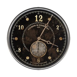 HomeRoots 15" Vintage Look Black Wall Clock - Bed Bath & Beyond - 34930540