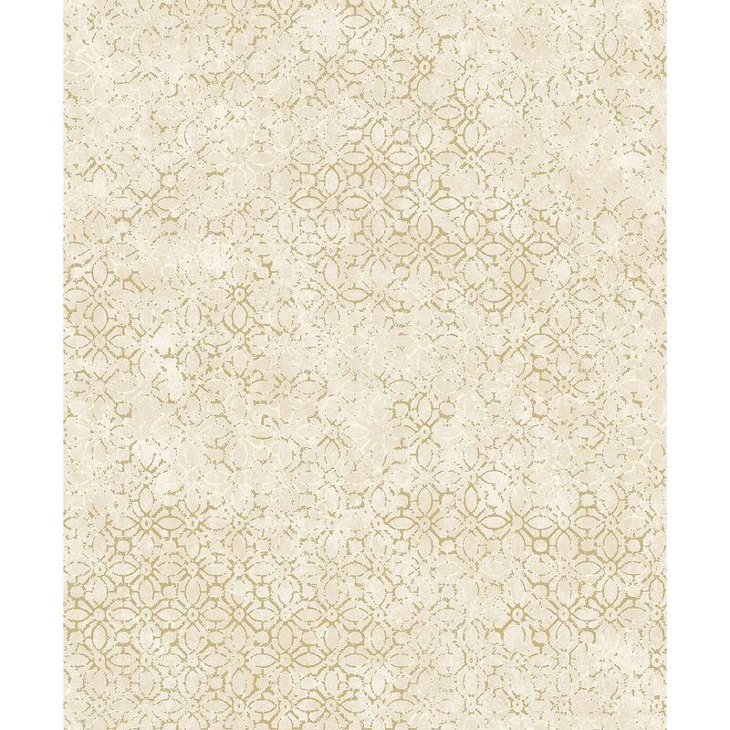 A-Street Prints Khauta Champagne Floral Geometric Wallpaper
