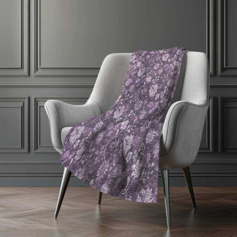Premium Machine Washable Traditional Floral Sherpa Throw Blanket