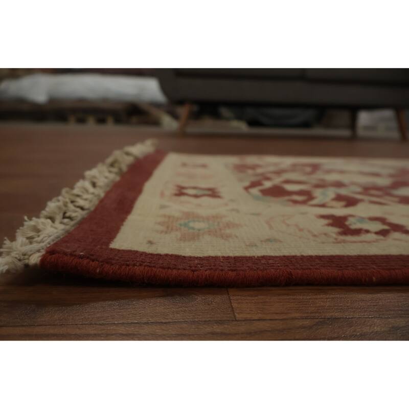 Hand Knotted Oriental 100% Wool Carpet Traditional All-Over Red Ziegler Area Rug - 3' 2'' X 1' 11''