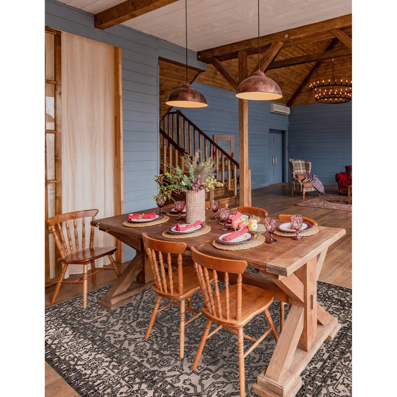 ECARPETGALLERY Hand-knotted Tangier Cream, Dark Grey Wool Rug - 8'0 x 10'0