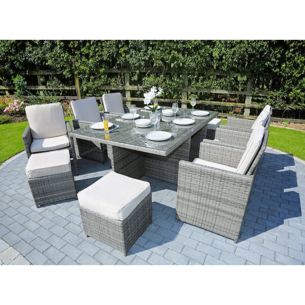 Martinka Wicker 11 Pieces Outdoor Patio Dining Set Overstock 19983697