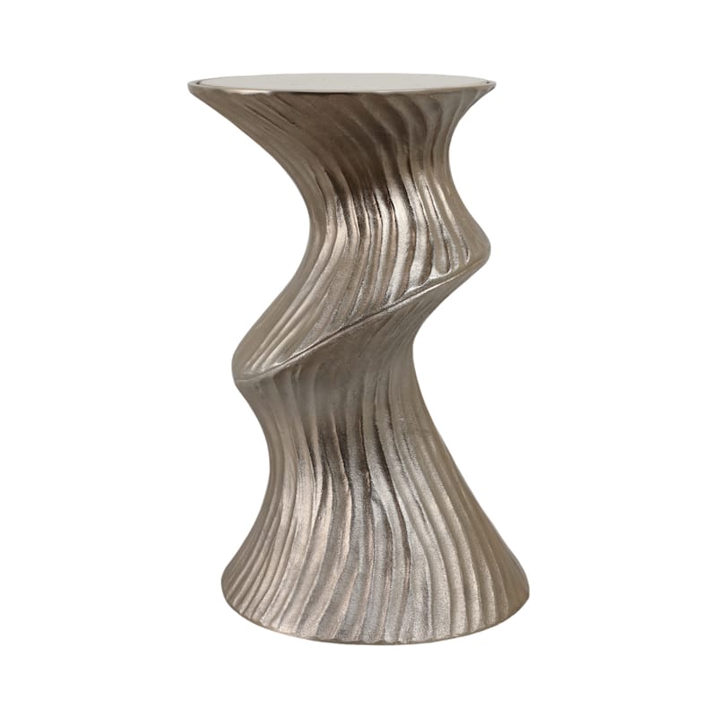 Marble Top Aluminum Side Table Round Sculptural Accent Modern