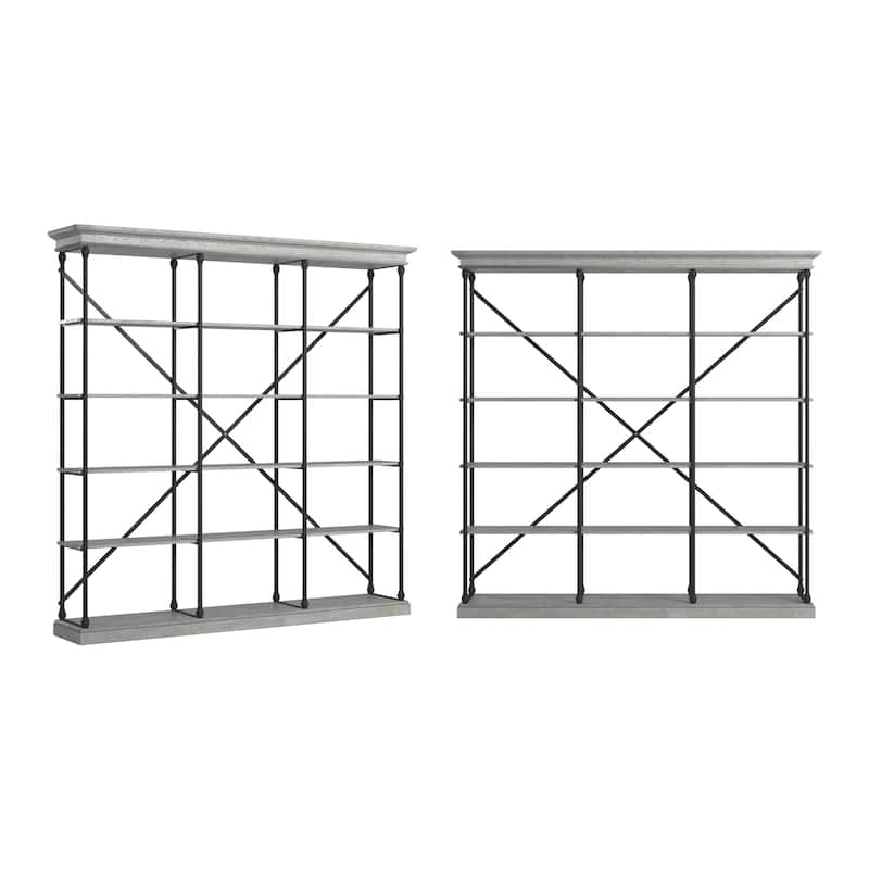 Dubrovnik Cornice Triple Shelving Bookcase - Grey Finish