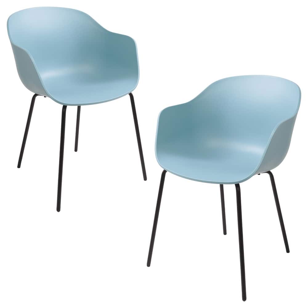 Furnish Theory Curve-K ML Indoor/Outdoor Dining Armchairs Arm Chairs w Polypropylene Shell & Powder-Coated Steel Legs (Set of 2)
