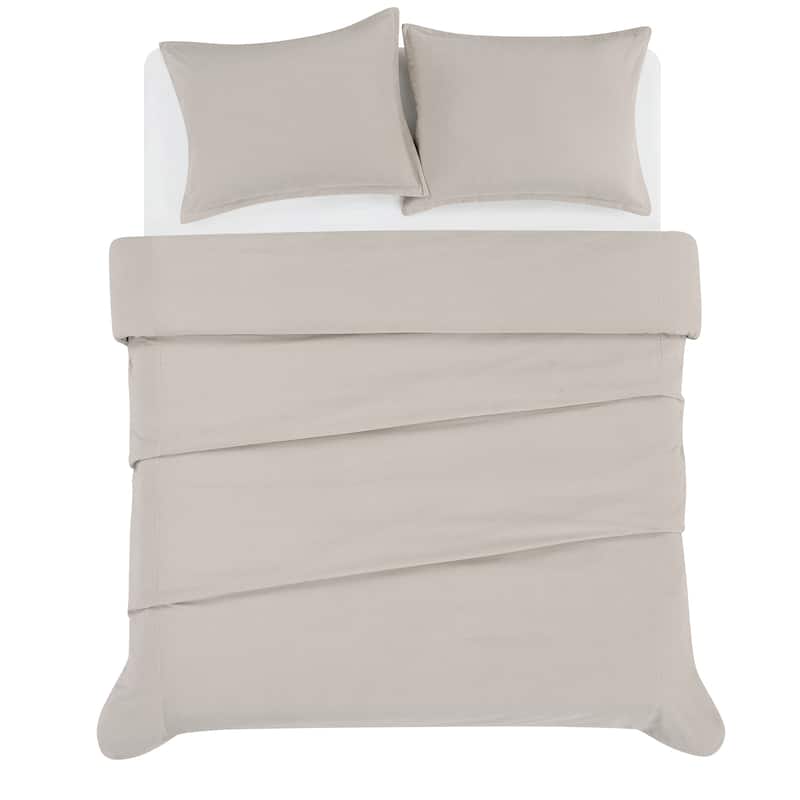 Brooklyn Loom Matte Cotton Velvet 3 Piece Duvet Cover Set