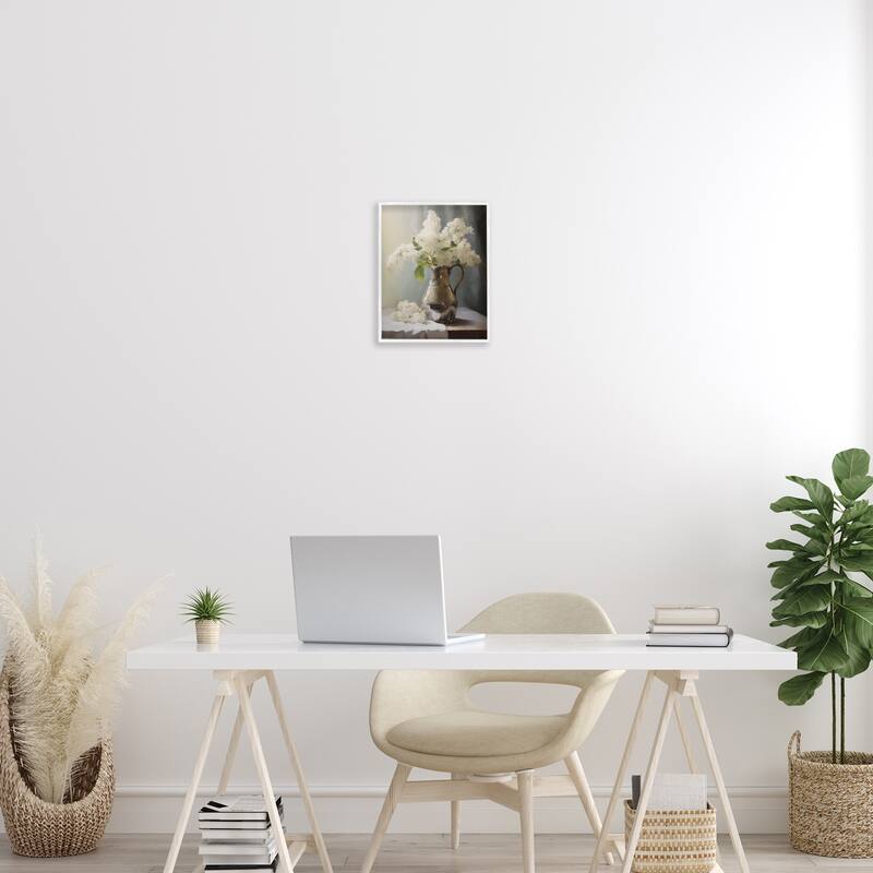 Stupell White Lilacs Still Life Framed Giclee Art Design By Arlington Prints