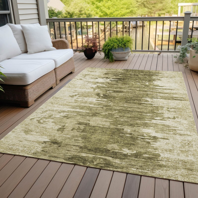 Machine Washable Indoor/ Outdoor Chantille Abstract Ombre Rug