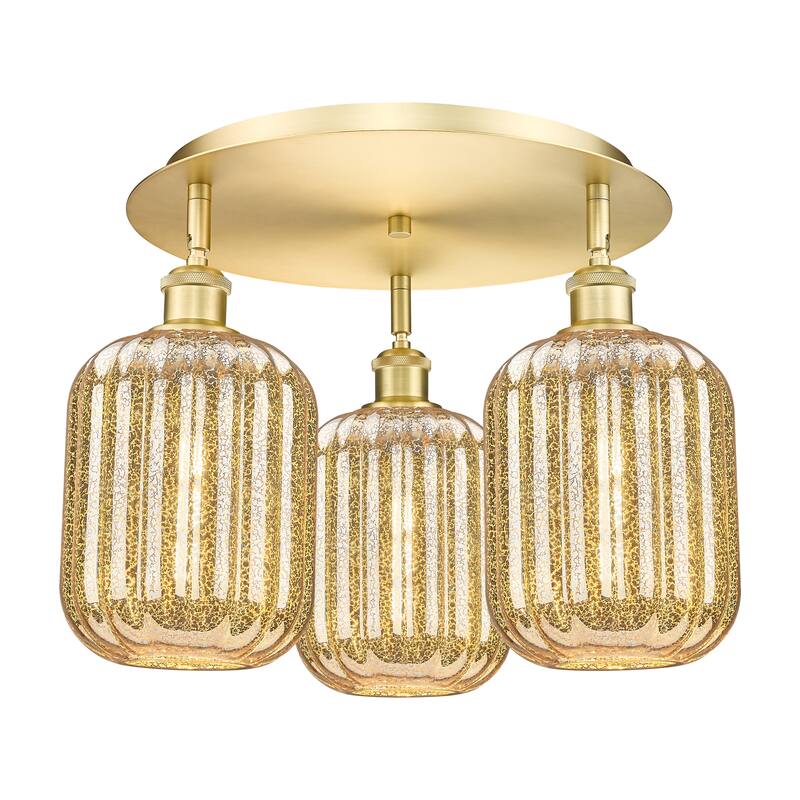 Innovations Lighting Endless Possibilities Ballston - Preston - 3 Light 19" Jar Shade Flush Mount - Mercury/Satin Gold