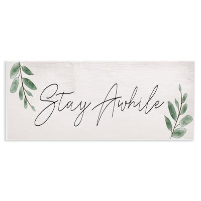 Stupell Stay Awhile with Plant Sprigs Wall Plaque Art Design By Lil' Rue