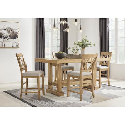 Signature Design by Ashley Havonplane Gray/Brown Counter Height Dining Table and 4 Bar stools