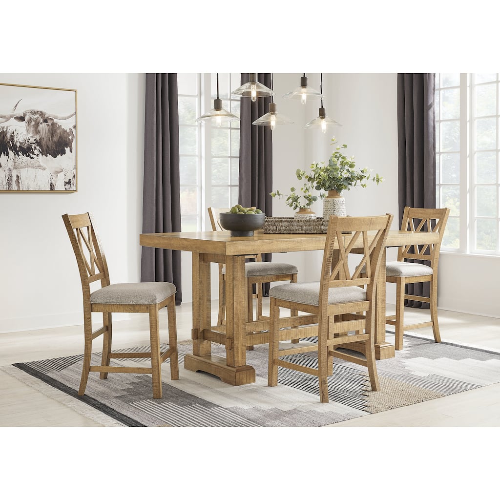 Signature Design by Ashley Havonplane Gray/Brown Counter Height Dining Table and 4 Bar stools