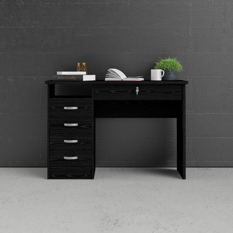 Porch & Den Skylar 5-drawer Desk - Black Woodgrain