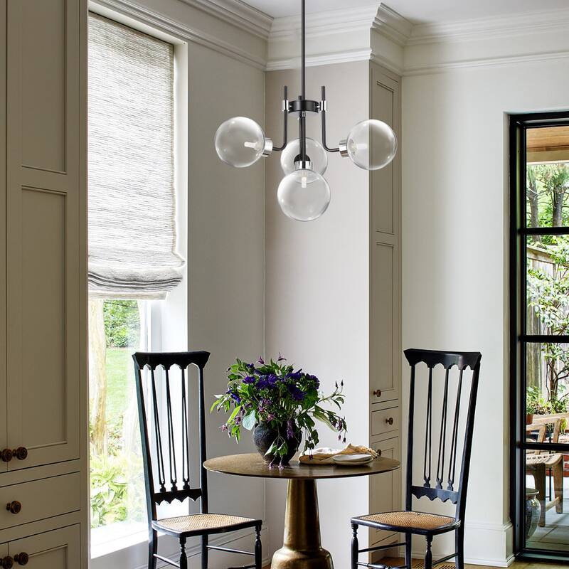 Bistro Ceiling Light Chandelier Nordic Matte Black and Gold Polish 4-Light
