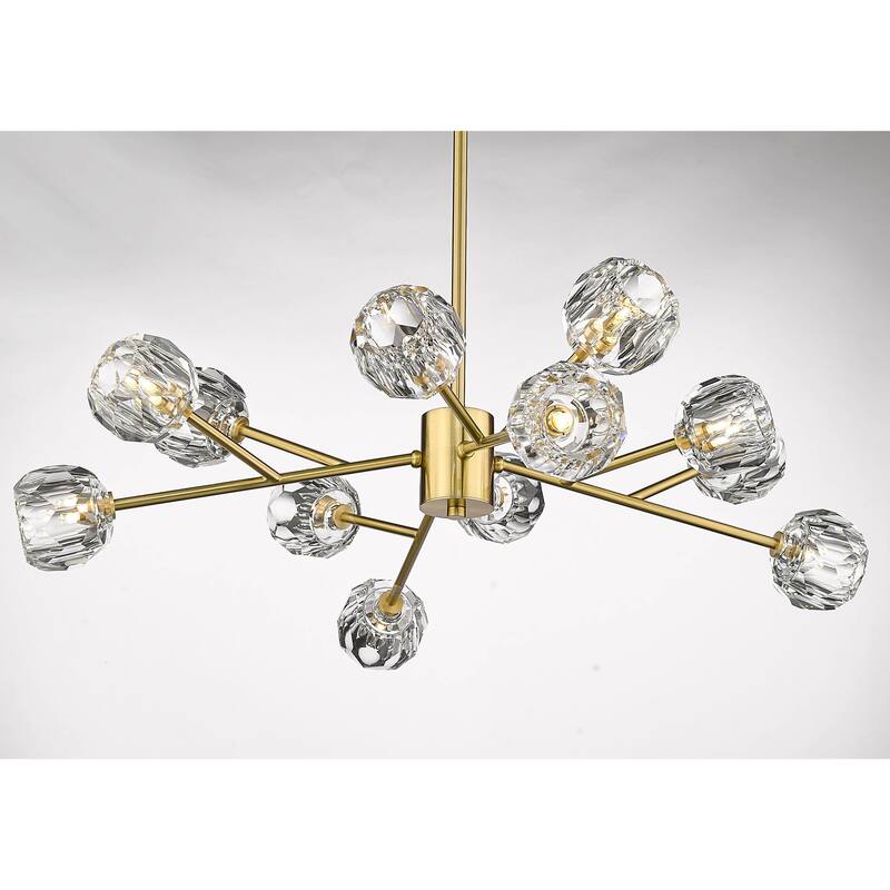 12-Light Gold Chandelier With Clear Crystal Shades