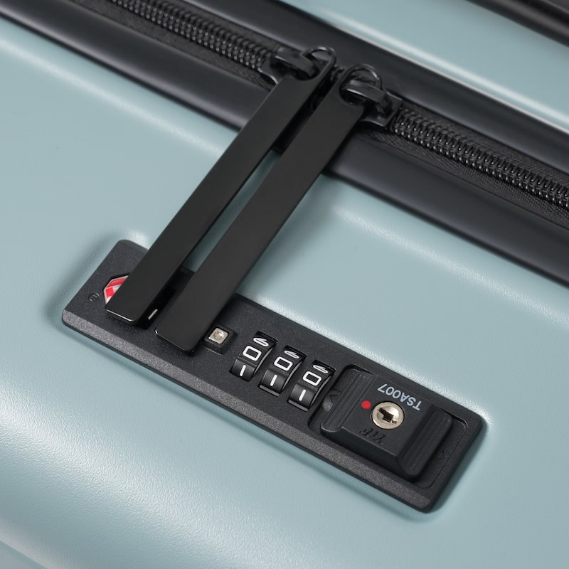 5 Piece ABS Hardside Lightweight Expandable Carry on Suitcase with Spinner Wheels TSA Lock USB Port Cup Holder and Toiletry Bag