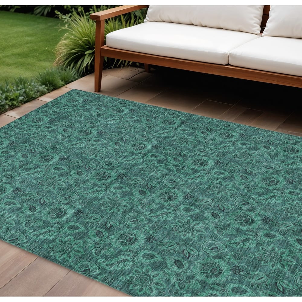 HomeRoots Floral Transitional Rectangle Outdoor Rug
