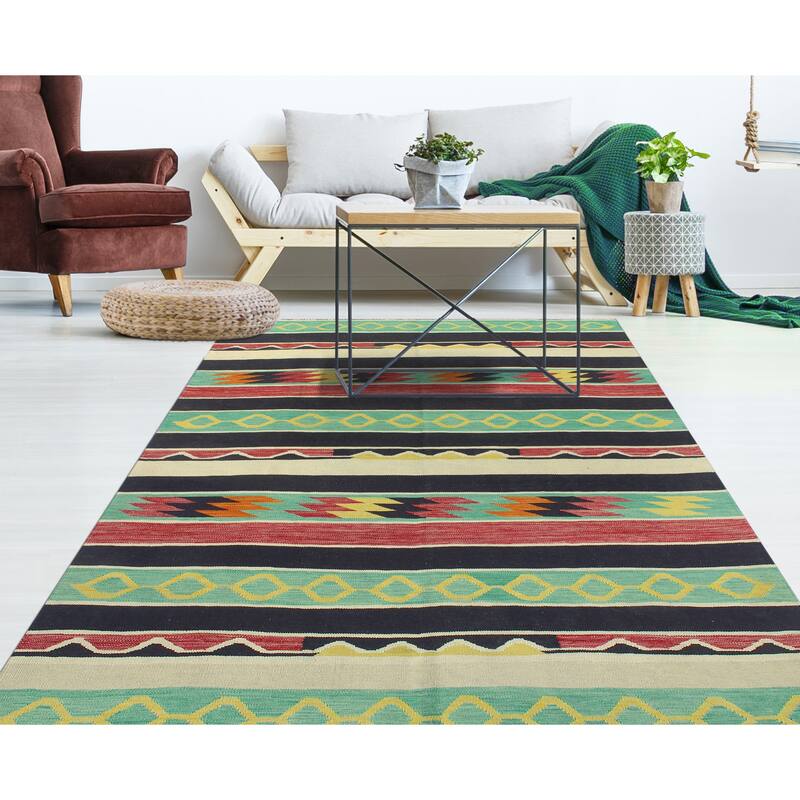 Flatweave Raedpath Black/Ivory Rug - 5'8" x 8'3"