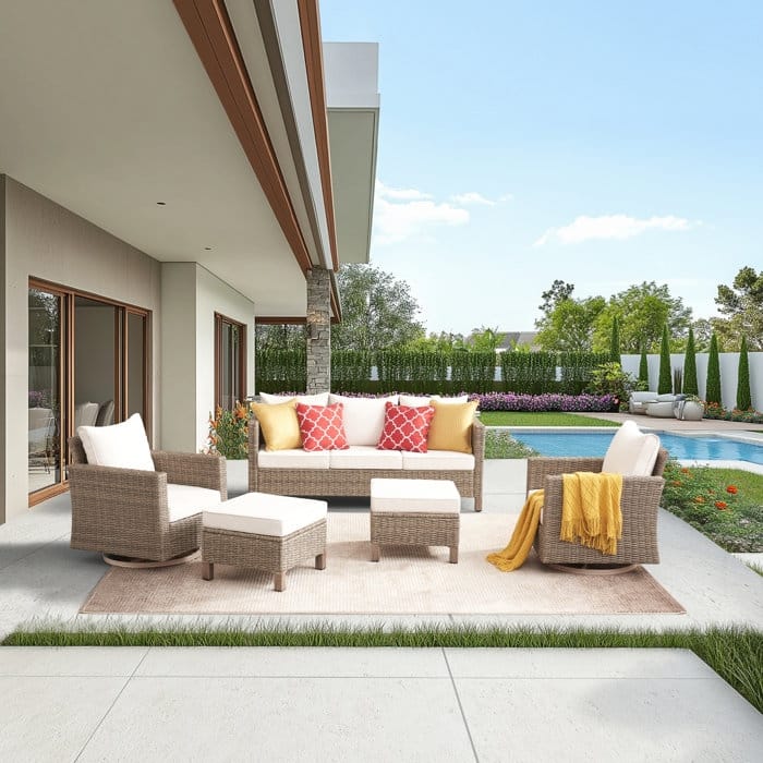 5-Piece Outdoor Wicker Patio Conversation Set