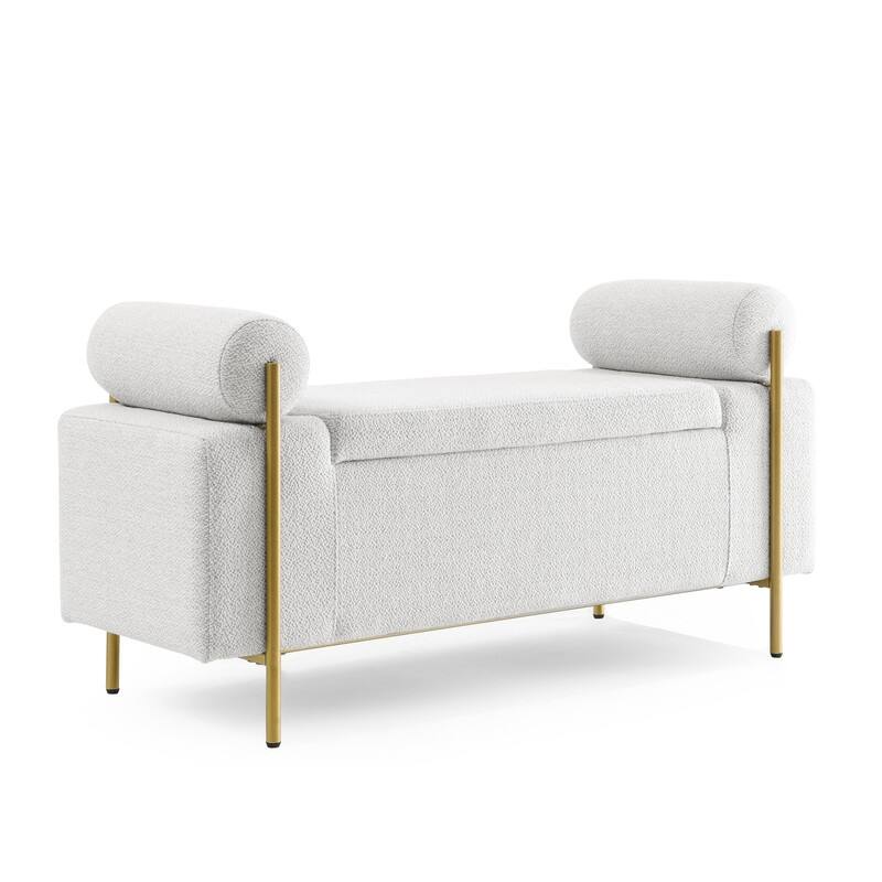 Storage Ottoman Bench for End of Bed Gold Legs, Entryway Bench Upholstered Padded with Storage