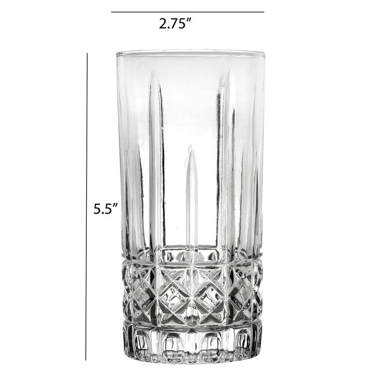 Lorren Home Trends 12 OZ. Drinking Glass-Textured Cut Glass, Set of 6