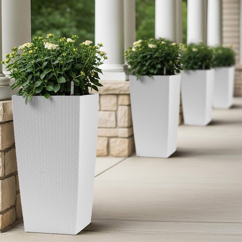 30" Tall Large Flower Pots Planter with Self-Watering Drainage Holes Inner Trays, Indoor Outdoor Plant Pot