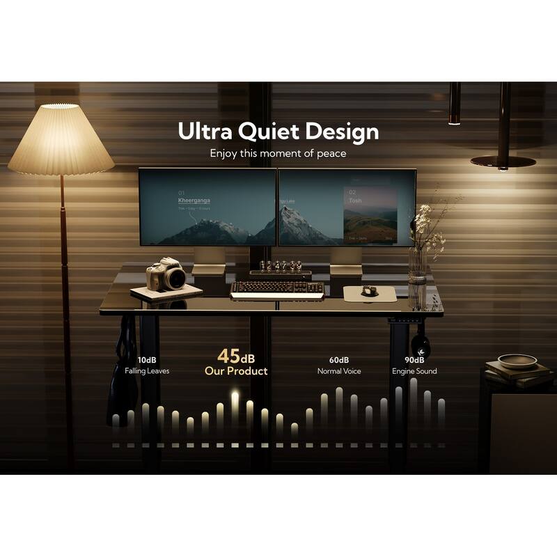 Electric Glass Standing Desk Adjustable Height Computer Desk Stand Up Desk