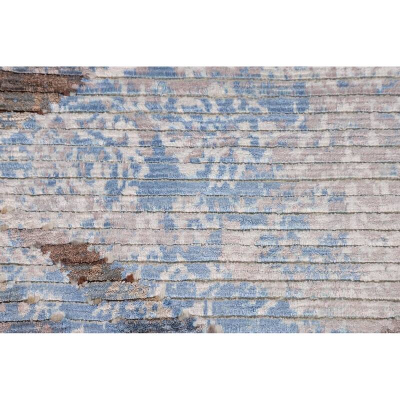 Striped / Modern Accent Rug Hand-Knotted Wool Carpet - 2'8"x 4'7"