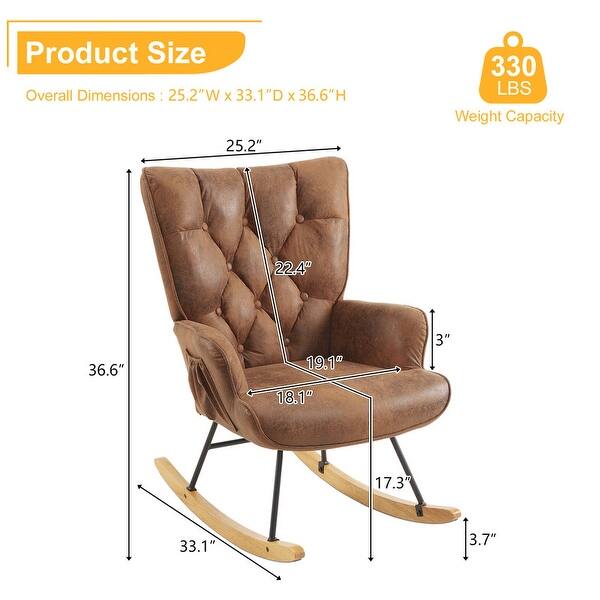 Rocking Chair Nursery, Upholstered Glider Rocker with High Backrest ...