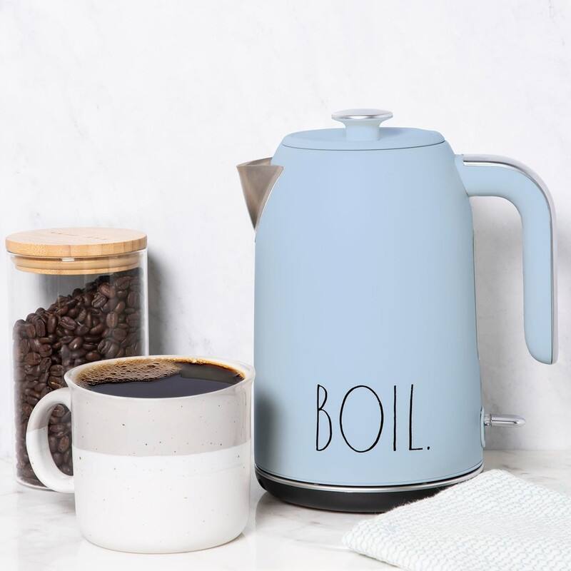 Rae Dunn Electric Hot Water Kettle - Stainless Steel, Swivel Base-Dry Protection, Easy Pour Pitcher, 1.7 Liters