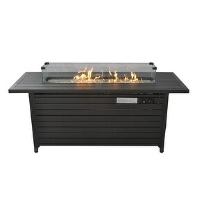 57 in Propane Fire Pit Table, 50000BTU, Retangular Outdoor Gas Fire Pit ...