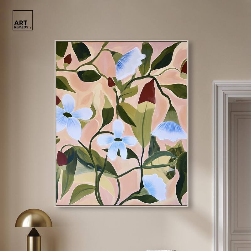 Bold Peach Petal Motif Canvas by Art Remedy