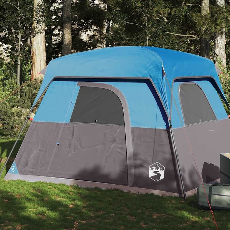 vidaXL Camping Tent Cabin 4-Person Waterproof - Blue - 22.8 x 6.9 x 6.9