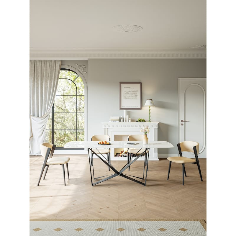 Lesly 70.86 in. Modern Rectangle White Dining Table (8 Seats) - 70.86"D×35.43"W×29.52"H