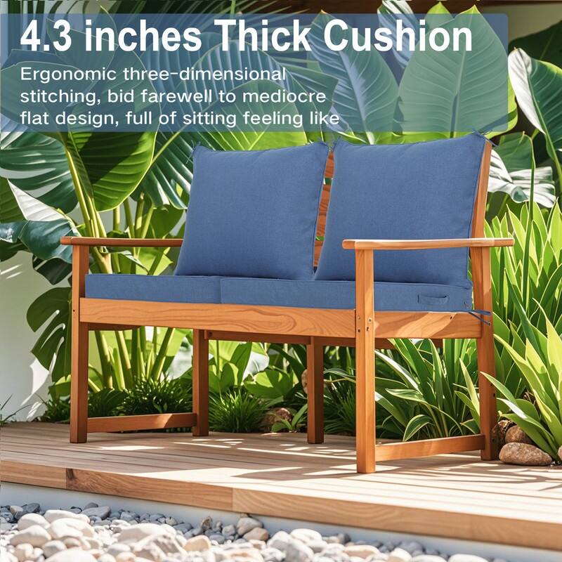 24x24 in Outdoor Deep Seat Cushion Set, Waterproof Fade Resistant, 4in Thickened Foam, Removable Cover, Adjustable Straps