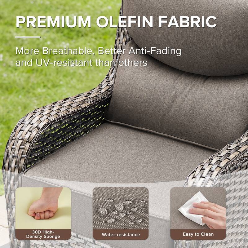 Gymojoy 7-Piece Patio Furniture Set with Swivel Glider Chairs, 6-Inch Ultra-Plush Cushions & Water-Resistant Olefin Fabric